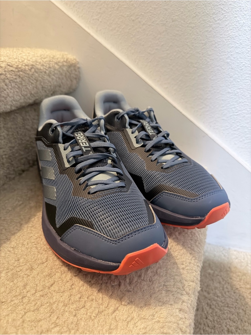 adidas Terrex Trail Shoes - Slate Blue with Coral Accents size 9